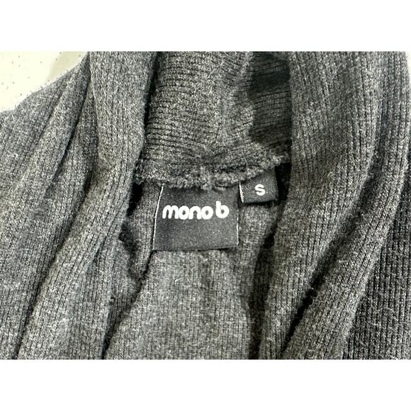 Mono B Cardigan Sweater Size Small Open Front Charcoal Gray Ribbed Stretchy - Picture 3 of 8